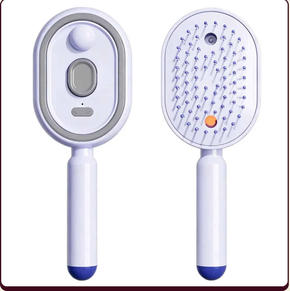 Brosse massante électrique 3-en-1 — vapeur d'huiles, lumière rouge & auto-nettoyante