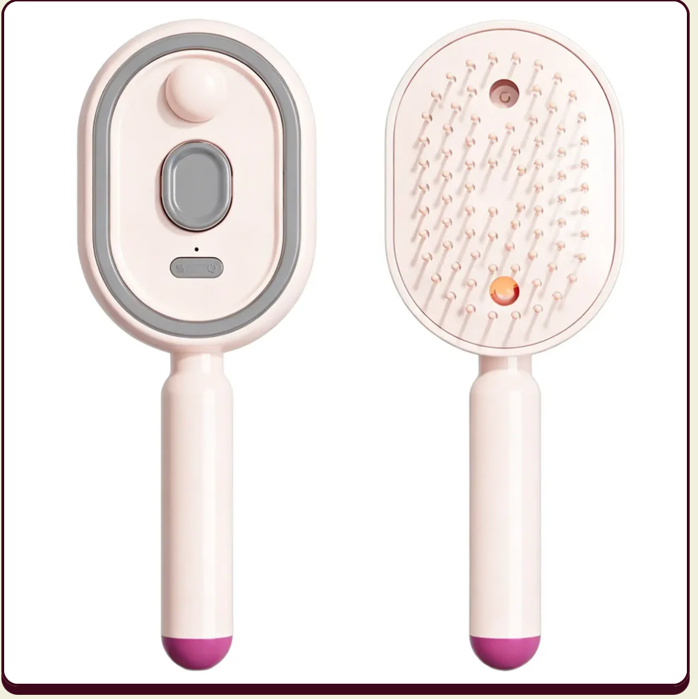 Brosse massante électrique 3-en-1 — vapeur d'huiles, lumière rouge & auto-nettoyante